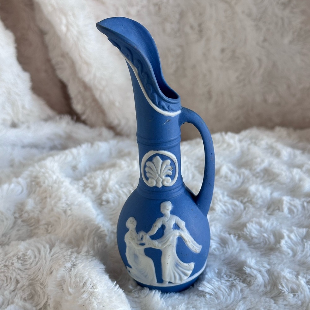 Vintage Wedgwood-Style Mini Jasperware Vase Blue White